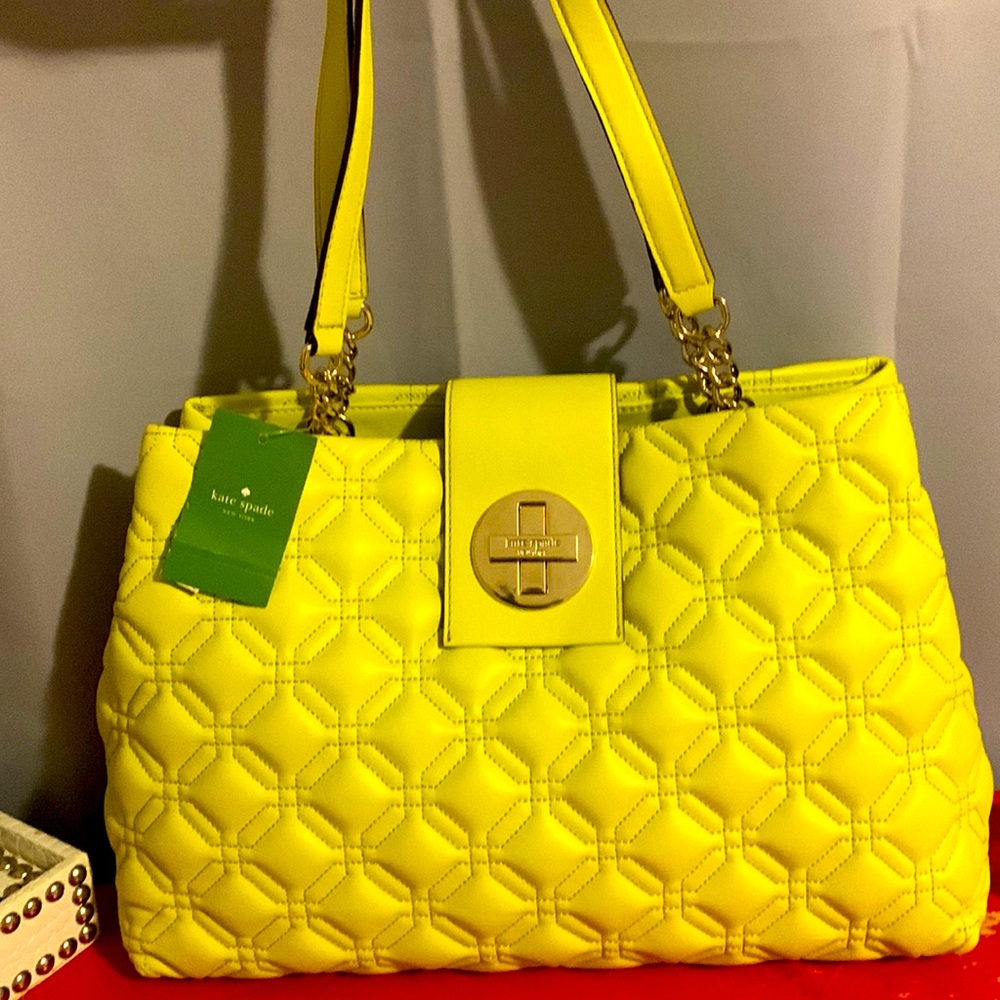 Yellow Kate Spade handbag W/ silver hardware. Authentic NEVER WORN